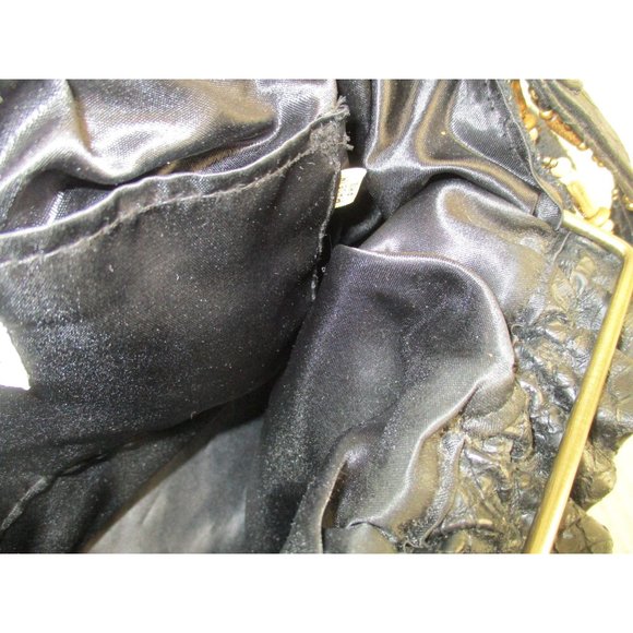 *Mary Frances Vintage Brown Beaded Satchel Tulip Motif Seed and Wooden Beads - Picture 13 of 14